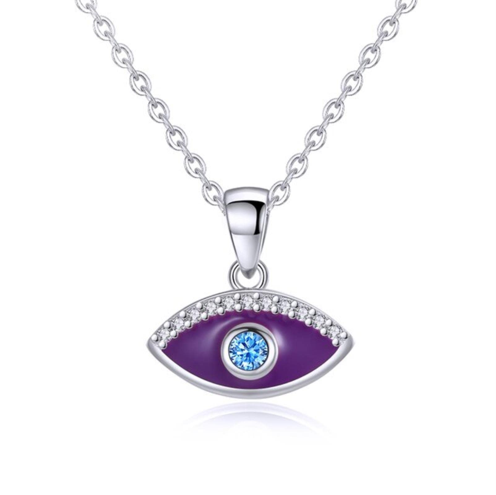Joyería para Mujer, Collar con Colgante de Ojo de corazón de la Suerte de Cristal de Plata de Ley 925 Turco Malvado, Gargantilla, joyería con dijes para Mujer, Chica Adolescente