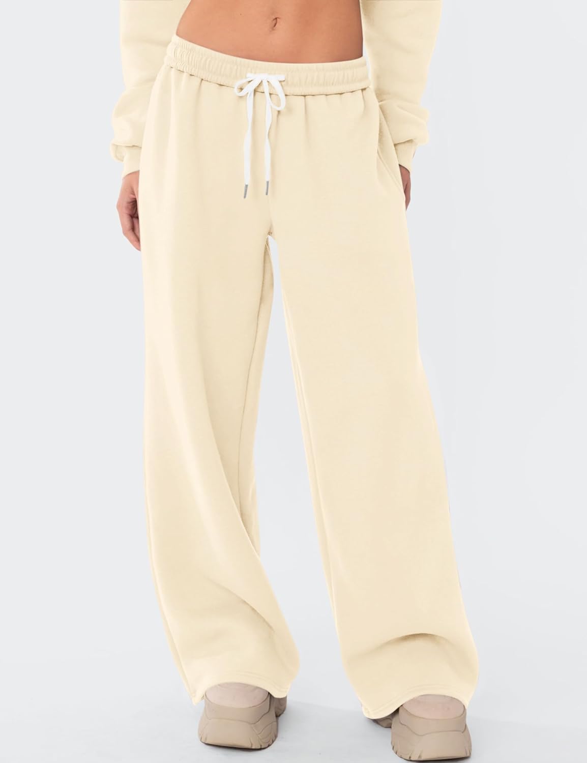 LOMON Wide Leg Sweatpants Women Fleece Sweat Pants Fall Spring Clothes 2026 Teen Girl Baggy Jogger Sweatpant with Pockets - Image 2