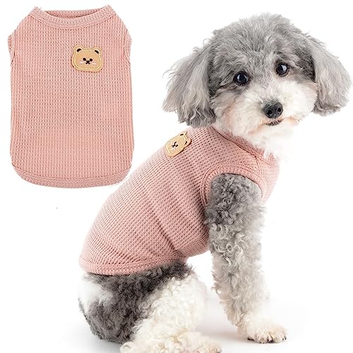 Zunea Dog Shirts for Small Dogs Summer Vest T-Shirt Soft Breathable Puppy Clothes Basic Tee Shirt Pet Sleeveless Tank Top Chihuahua Yorkie Cat Sweatshirt Apparel Pink S