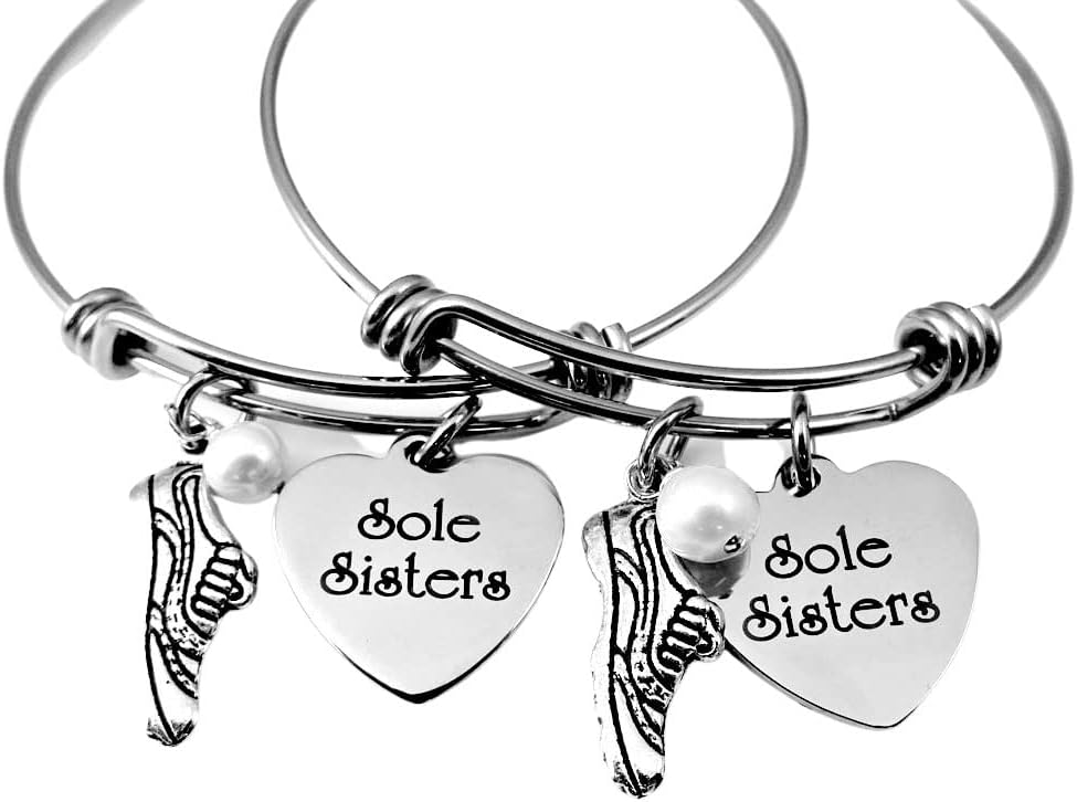2 Sole Sisters Running Marathon Bangle Bracelets Set of Two