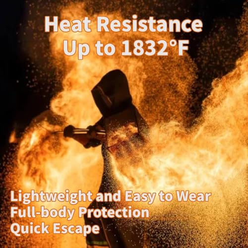 Image of Fireproof Cloak with Hood for Home Emergency - Advanced Carbon Fiber Wearable Fire Blanket (Fiberglass Free), Heat Resistant Poncho for Fire Escape
