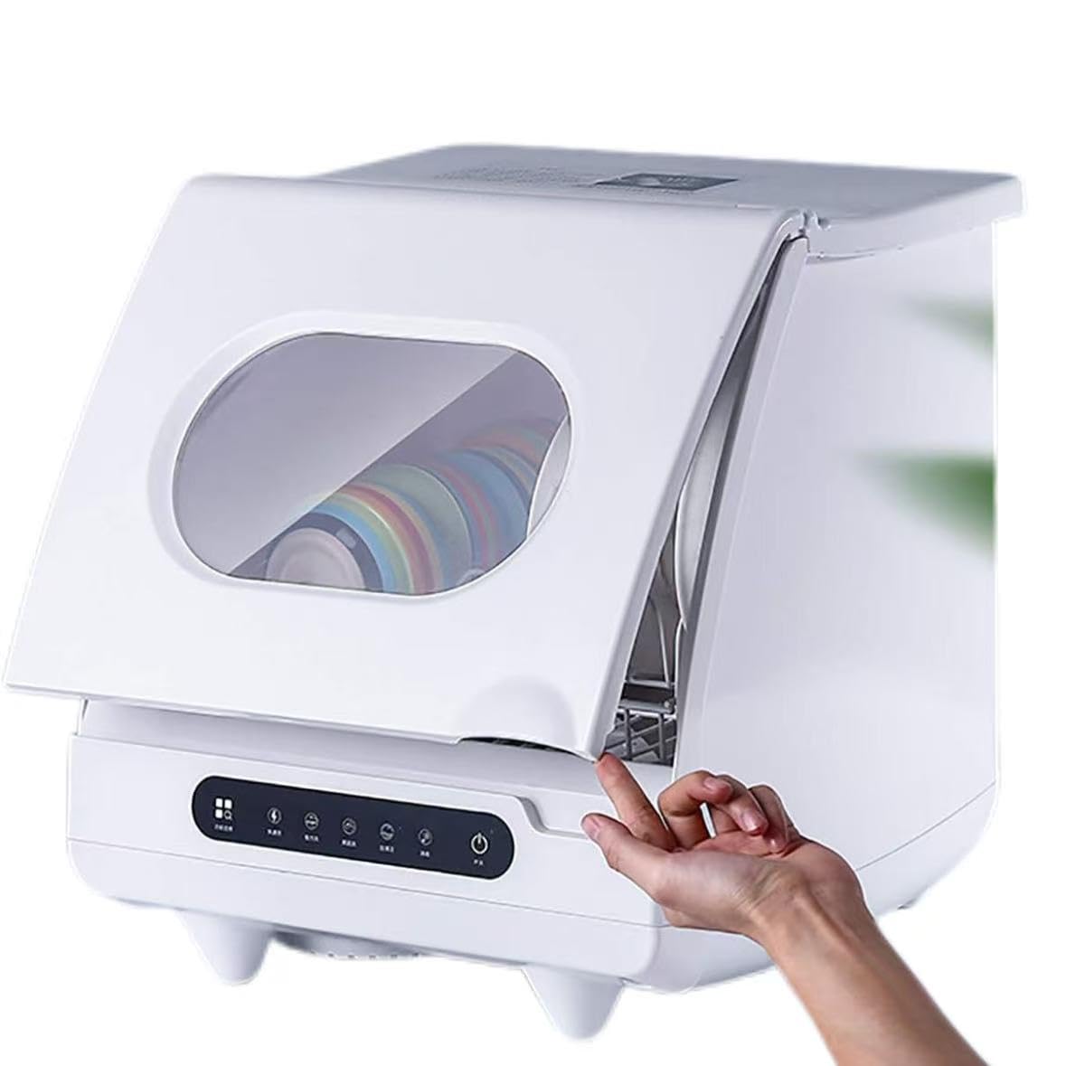 Lavavajillas de mesa compacto, mini lavavajillas automático inteligente con 5 programas, 1 cesta, 1200 W, panel táctil, diseño de ahorro de espacio para la cocina del hogar