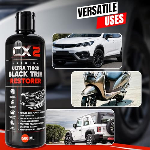 Image of CX2 Black Plastic Reborn | 300ml Plastic & Rubber Restorer | Revives Faded Exterior Trim & Bumpers | Long-Lasting UV Protection | Wash Resistant for Car, Bike, Scooty