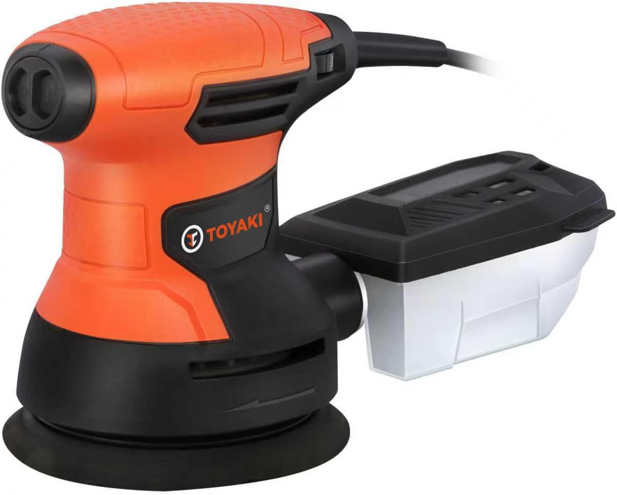 5-inch Orbital Sander, Random Orbit Sander With 6 Variable Speeds, 12pcs Sandpapers, Dust Collection For Woodworking And Sanding