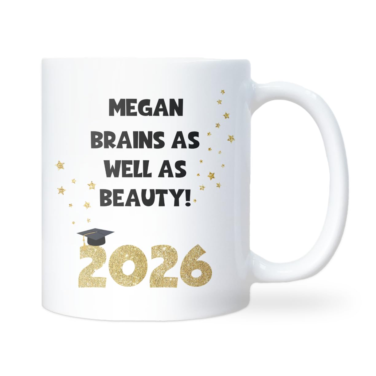 Confidently Quirky - Personalised Graduation Brains & Beauty White Mug, Graduation Gift, University for Her, Graduation Class of 2026 Custom Graduation Gift
