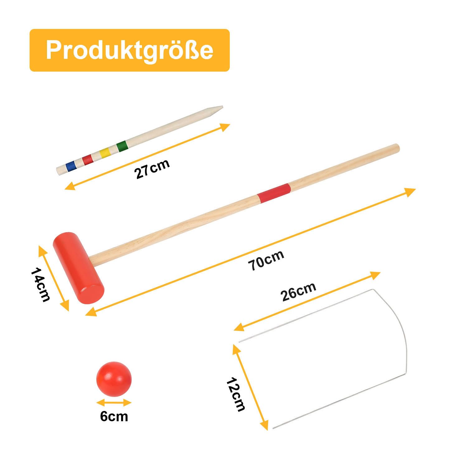 Fiqops Jeu de croquet 2 à 4 joueurs - Jeu de croquet avec sac - Pour enfants et adultes - Jouet en bois - Pour l'extérieur - Famille - Jeu d'adresse