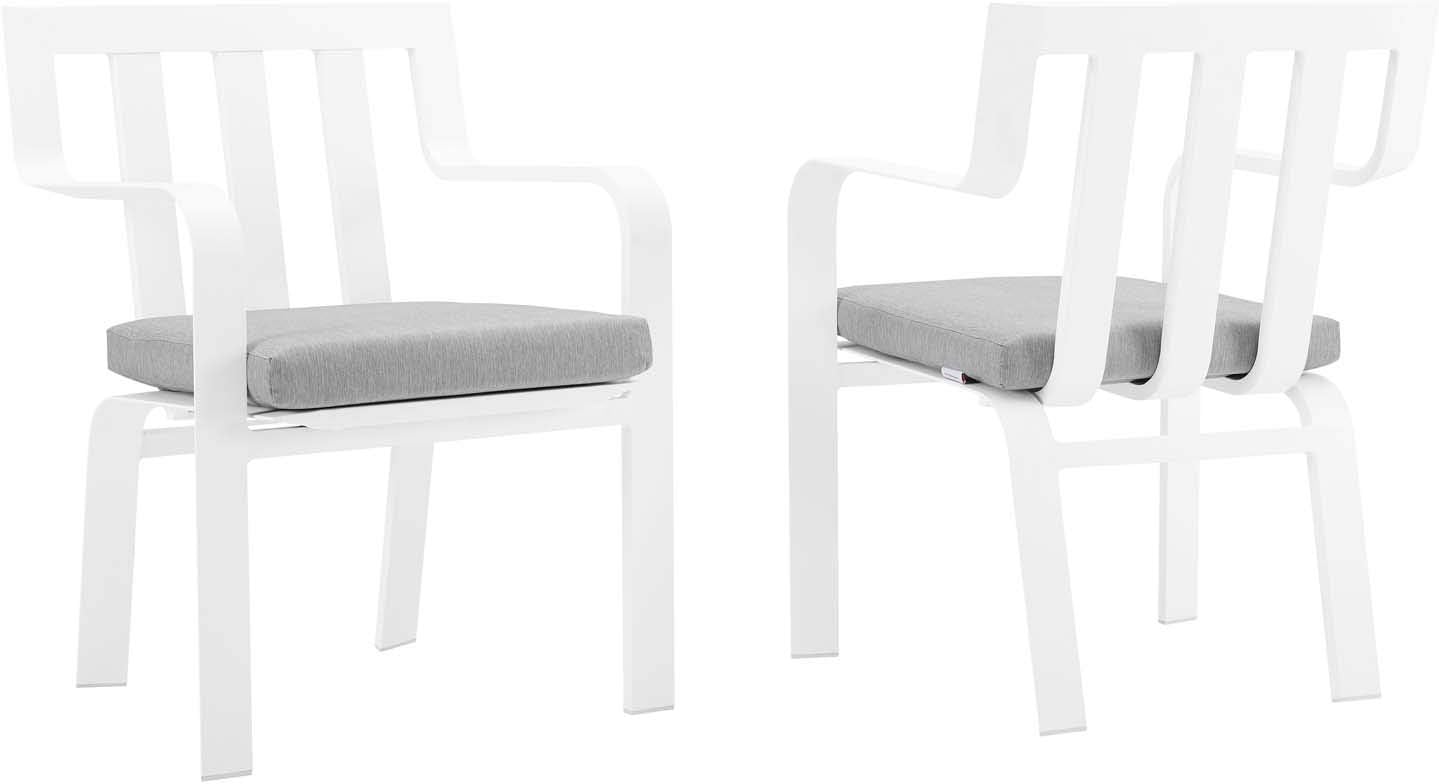 Modway Baxley 32" Modern Fabric Outdoor Patio Armchair in White/Gray (Set of 2)