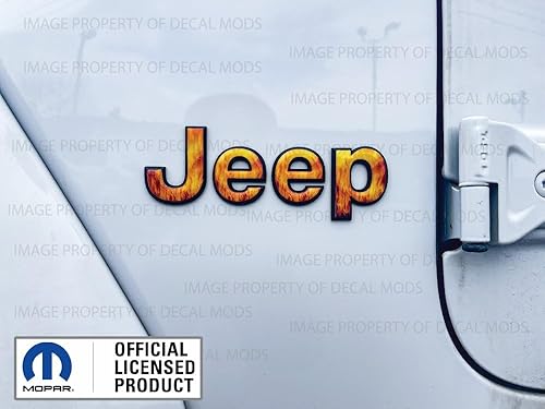 Miniatura 2 de Decal Mods Superposición de guardabarros Jeep elevado 3D para Jeep Wrangler y Gladiator JL/JT Rubicon (2018-2024) Llama de fuego naranja (juego de