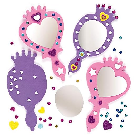 Baker Ross Kits de Espejos de Princesa para Decorar y Personalizar (Paquete de 4) Manualidades infantiles para fiestas de princesa