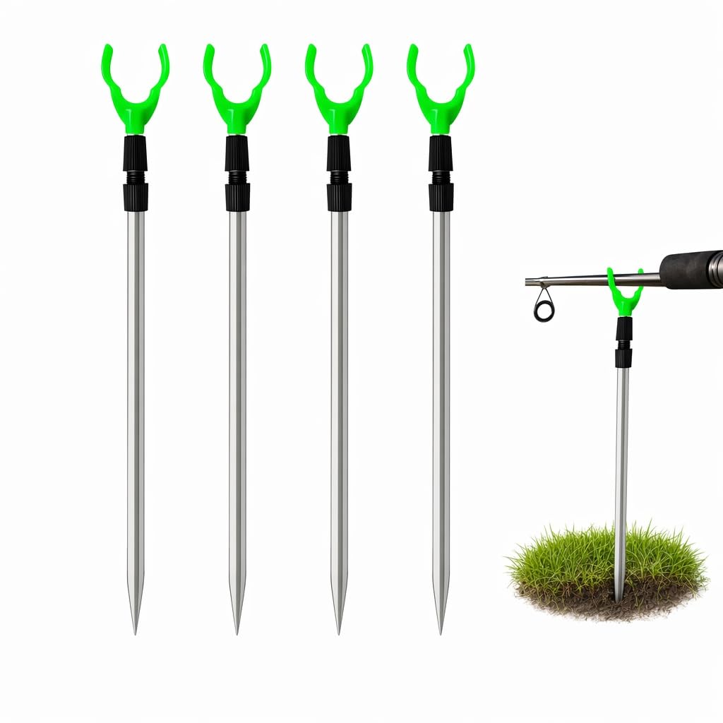 4 Pcs Fishing Rod Holder Set, 36×3×1cm Extending Rod Rest(Green)