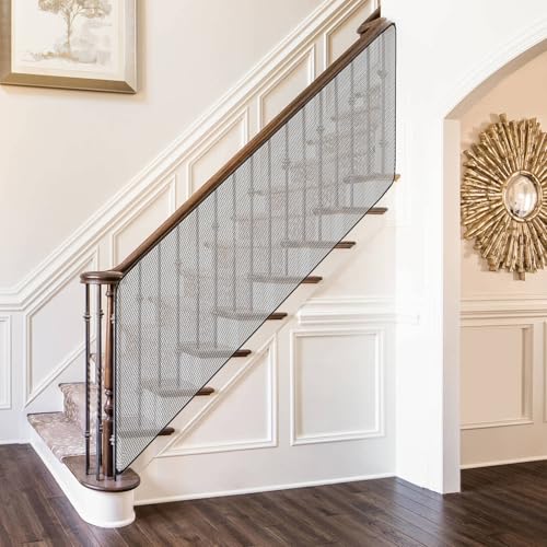 Kinesgsg Filet de Sécurité, Filet de Protection Matière en Polyester, 200 x 79cm Noir Filets Securite Enfant, Filets Protection Réglable, Filetss de Sécurité pour Escalier, pour Escalier, Balustrade – vue 6