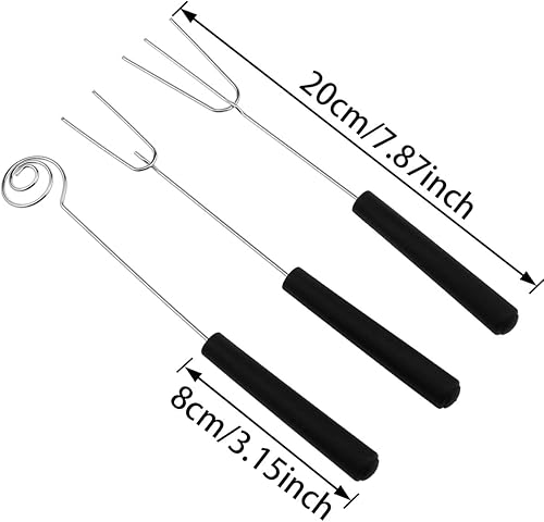 Miniatura 2 de AYLIFU Paquete de 6 piezas de acero inoxidable herramienta de inmersión de caramelo chocolate tenedor cuchara conjunto de suministros para hornear