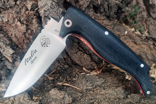J&V Navaja ITALIA Cuchillo Plegable para Bushcraft Supervivencia Acampada Caza Pesca Marcha, Hoja de 9,5 cm Acero Inoxidable MOVA, Fabricado en...