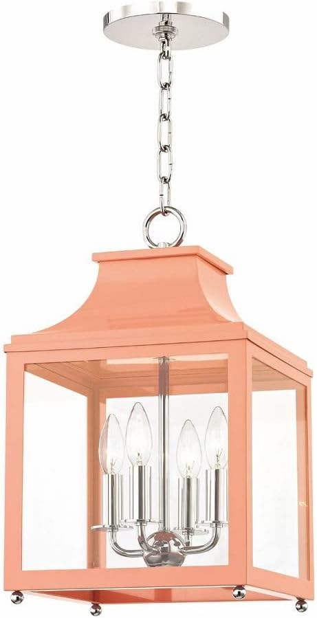 Mitzi H259704S-PN/NVY Leigh - 4 Light Lantern 18.75 inches Tall and 11.25 inches Wide - Polished Nickel/Navy