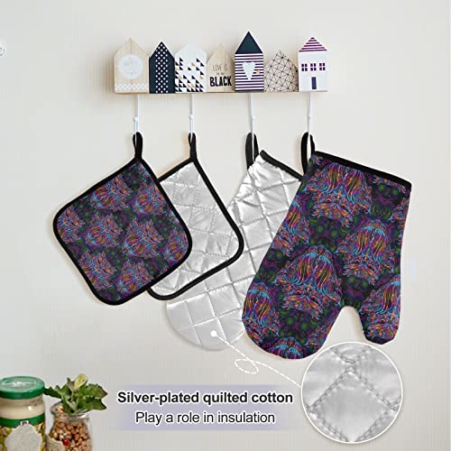 Alaza Indian Mandala Paisley Owl Print Waterproof Apron W/ Pockets Oven Mitts Set Pot Holders Kitchen Linen Sets #TOP4