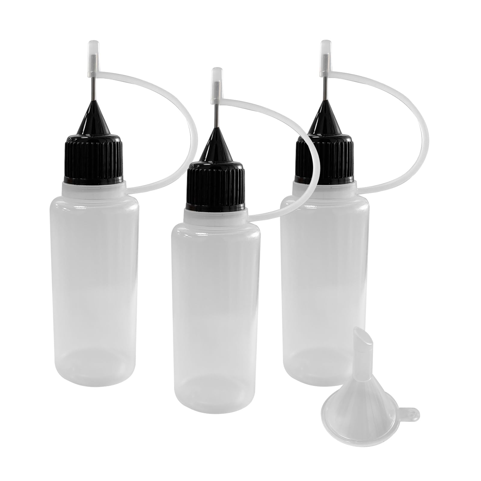 Augeny3PCS Needle Tip Glue Bottle, 20ML Blunt Needle Tip Precision Applicator Oil Bottles with Funnel, Empty Applicator Glue Oiler Squeeze Bottle for for Glue Liquid Oil DIY Craft