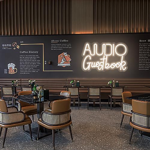 Image of Audio Guestbook Neon Signs for Wall Decor Led Lights for Wedding Leave Message White Led Signs for Birthday Parties Corporate Events Graduation Ceremonies Festival Holiday Size 15 * 9.5in(XD349)