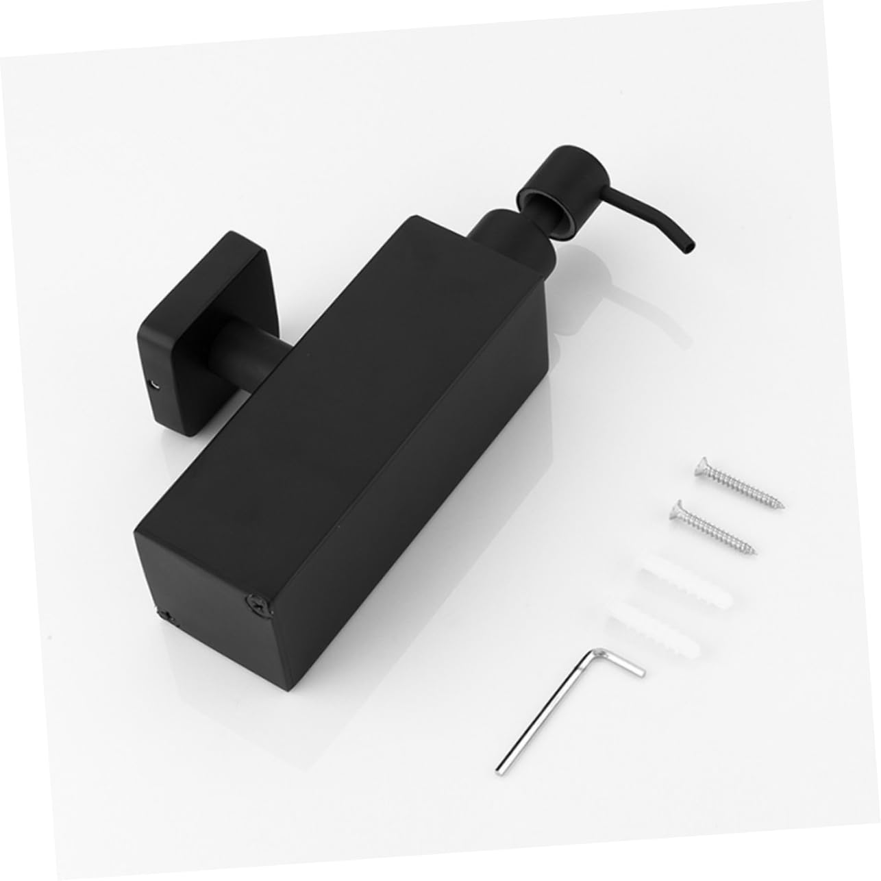 Dispenser Sapone da Parete Acciaio Inox 304 200ml Nero | Pompa Manuale, Ricaricabile, Forma Quadrata, per Sapone Liquido e Lozione, Installazione a Muro