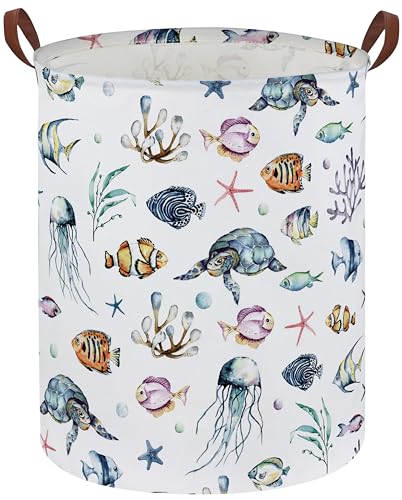 Image of Kids Laundry Hamper,Ocean Laundry Basket Collapsible Boys and Girls Storage Baskets for Home Decor,Office,Toy Organizer,(Ocean)