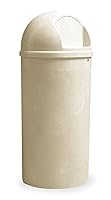 Vista 1 de Rubbermaid Commercial Products Marshal Classic Container Round Trash Can 25 Gallons Beige Outdoor for Parks/College Campuses/Outdoor Shopping Malls