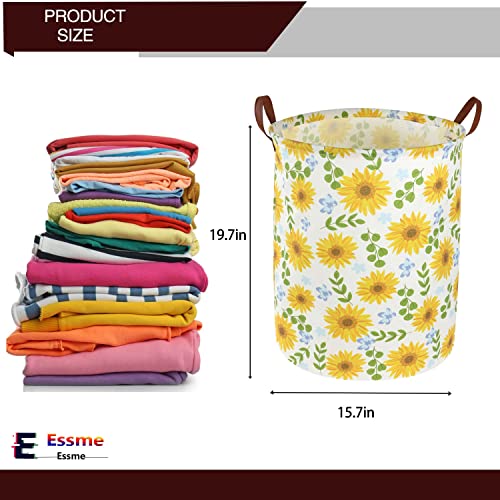 Image of Essme Baby Girls Laundry Hamper, Baby Storage Basket for Girls Sunflower Bedroom Decor, Nursery Hamper,Yellow Hamper，Gift Baskets,Home Organizer(Sunflower)
