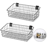 Yaocom Slatwall Körbe für Slatwall, 40 cm breit, Metall, robuster Draht, Slatwall montiert, Hängekorb, Aufbewahrungskorb für Einzelhandel, Garage, Büro, Sport, Spielzeug und mehr, Schwarz, 2 Stück