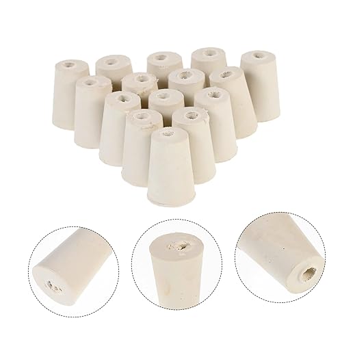 Miniatura 8 de Tapones de goma para sellar, tapones de goma perforados, tapones de botella de vidrio Erlenmeyer, tapón de frasco para experimento de 1.2 x 0.9 x