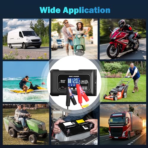 20-Amp LiFePO4 Battery Charger, 12V/24V Smart Car Battery Charger, Trickle Charger and Battery Desulfator, Portable Battery Maintainer, Lithium Batteries, for Car Boat Lawn Mower Motorcycle Truck - Image 7