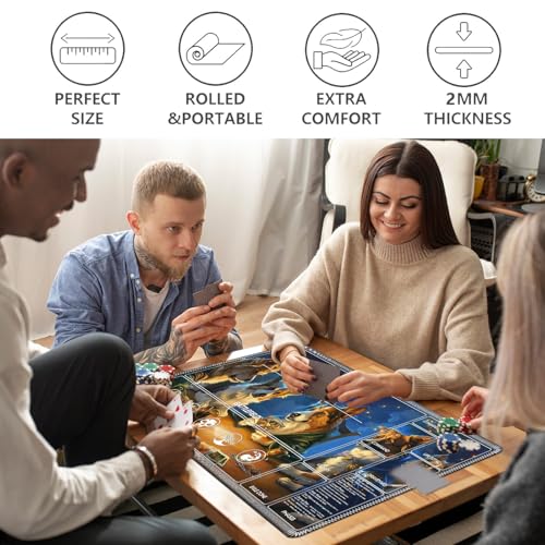 Image of for MTG Playmat with Card Storage Bag,Non-Slip Rubber Base & Smooth Surface 27.6x15.7in,Beginner-Friendly Magic Mat for Commander Deck,Dogs Playing Poker-1