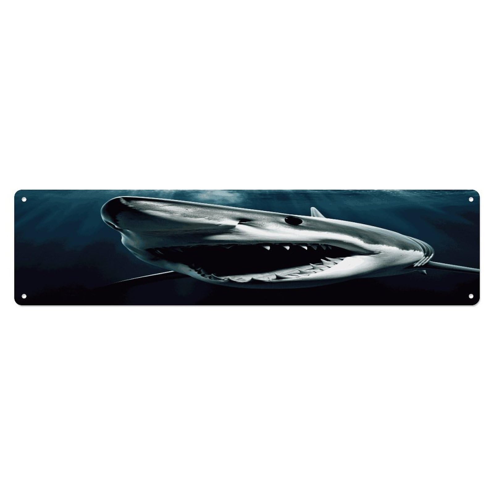 Adfgyerh Style Shark Wall Decor Aluminum Waterproof. Plaque, Practical Gift,Sign 15.7X3.9 Inch Poster,For Home, Office, Business, Garage– Indoor/Outdoor