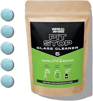 WASH&WHIPS Window/Glass Cleaner Refill Tablets - 100ct Makes 100 Gal - Streak-Free, Cleans Glasses, Windows, Windshields - Car, Office, Home & Kitchen