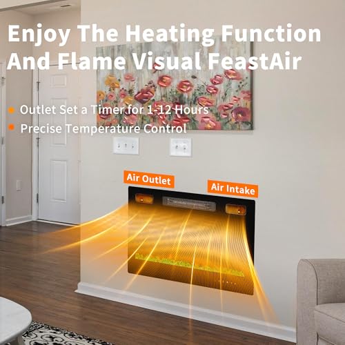 Realsmart Electric Fireplace Insert 30 Inch Realsmart 1500W Wall Mounted Electric Fireplaces With Recessed Heaters thumb #7