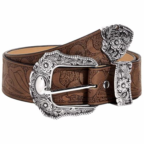 Tgirls Brown Western Belts Cowboys Cowgirls Belt for Jeans Vintage Country Leather Belt