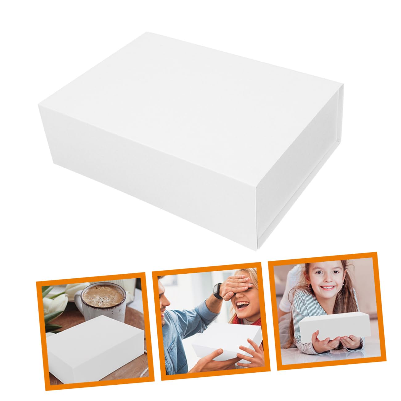 Lurrose Scatola Regalo con Chiusura Magnetica e Coperchio, Bianca | Cartone Industriale Rigido, Struttura Pieghevole a Capacità Adatta, per Dolci e Biscotti