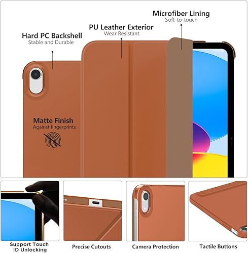 Vista 81 de MoKo Funda para iPad (A16) de 11ª generación de 11 pulgadas 2025, funda para iPad de 10.9 pulgadas 2022, carcasa trasera translúcida de Plateado