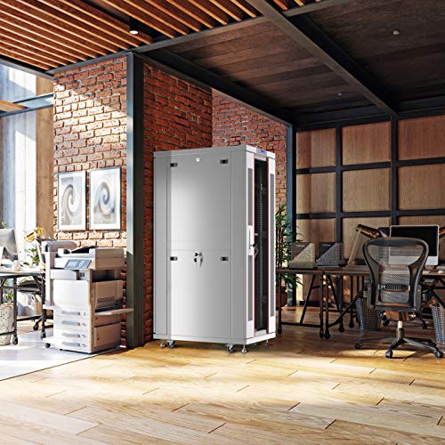Sysracks Server Rack Network Cabinet Locking Deep Server Cabinet 35-Inch Depth Floor Network Rack On Wheels Computer Cabinet - 4 X Fans - Thermostat - Pdu - Lcd Screen (42U 24"X35"X84") #TOP4
