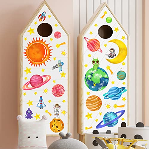 Cosmic Starry Sky Wall Sticker Cartoon Cute Planet Wall Decals Diy Removable Stars Moon Planet Alien Astronaut Wall Decor For Baby Kids Bedroom Boys Rooms Nursery Living Room Tv Background Bathroom #TOP3