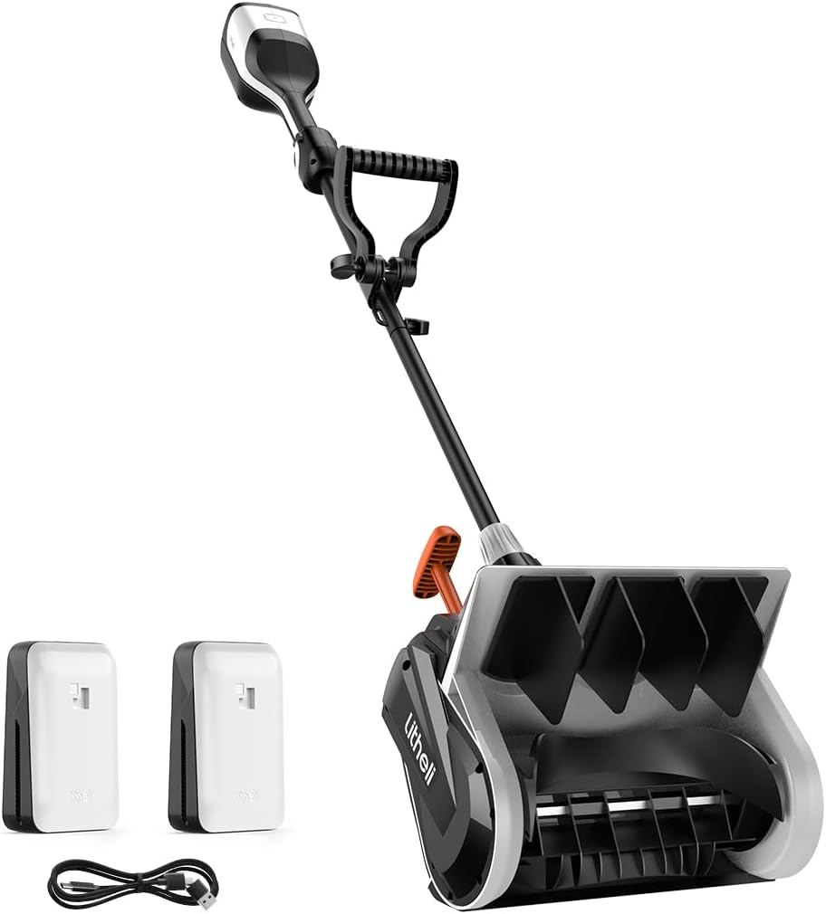 Litheli Cordless Brushless Snow Shovel, 40V(2x20V) 13Inch Battery