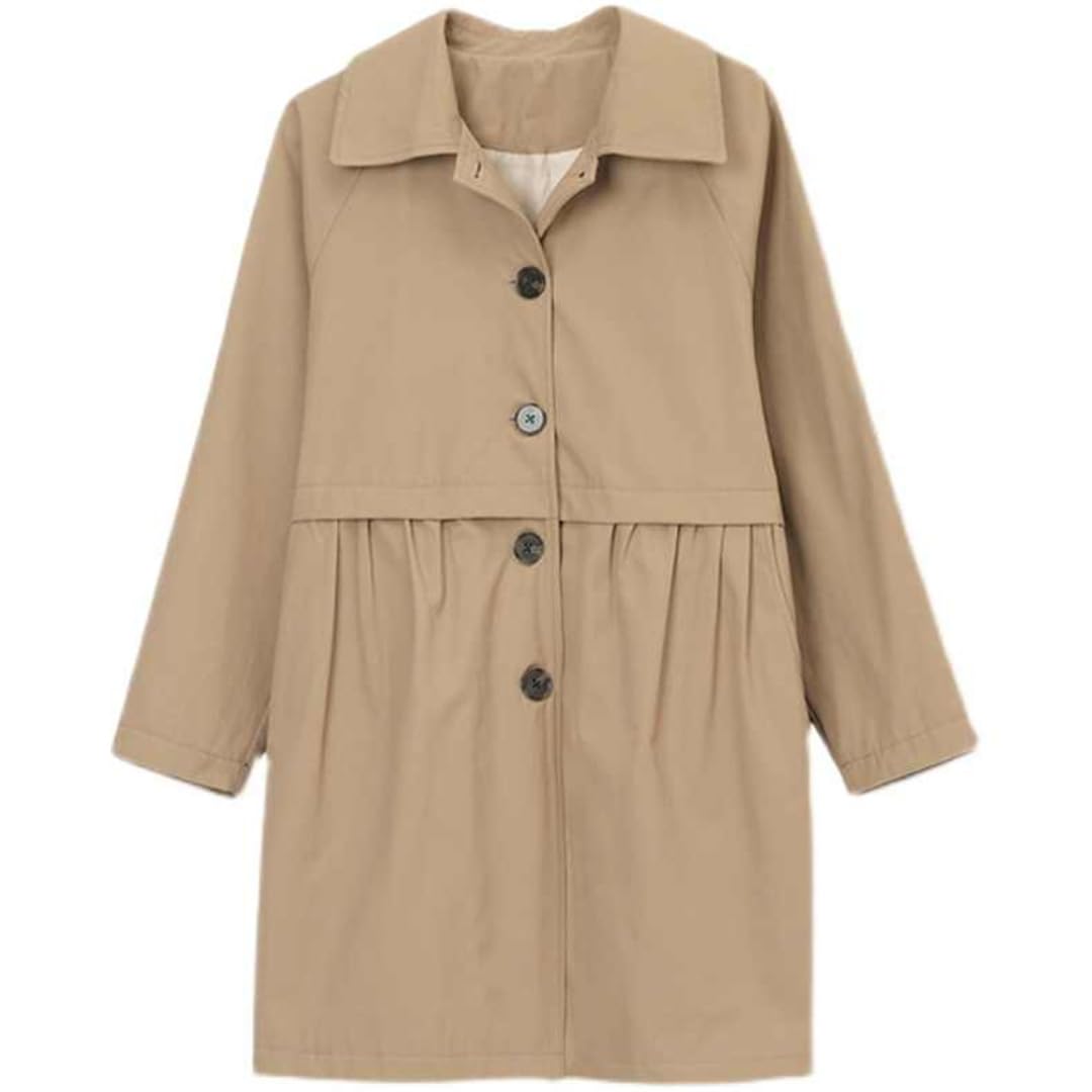 Donna Primavera E Autunno Trench di Media Lunghezza Giacche monopetto Giacche Splicing Sciolto Slim Coat