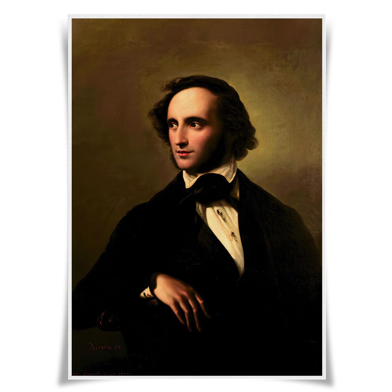 Nice Captain 17 F. Mendelssohn Top 50 Classical Composers Portrait Poster Musician A3 Prints Wall Art Decor (17 F. Mendelssohn)
