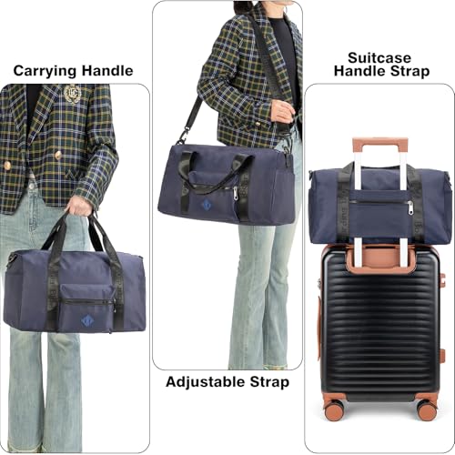 Image of For United Airline 17x10x9 Inches Personal Item Underseat Travel duffle bag, ports Tote Gym Bag,Shoulder Weekender Overnight Bag (Navy)