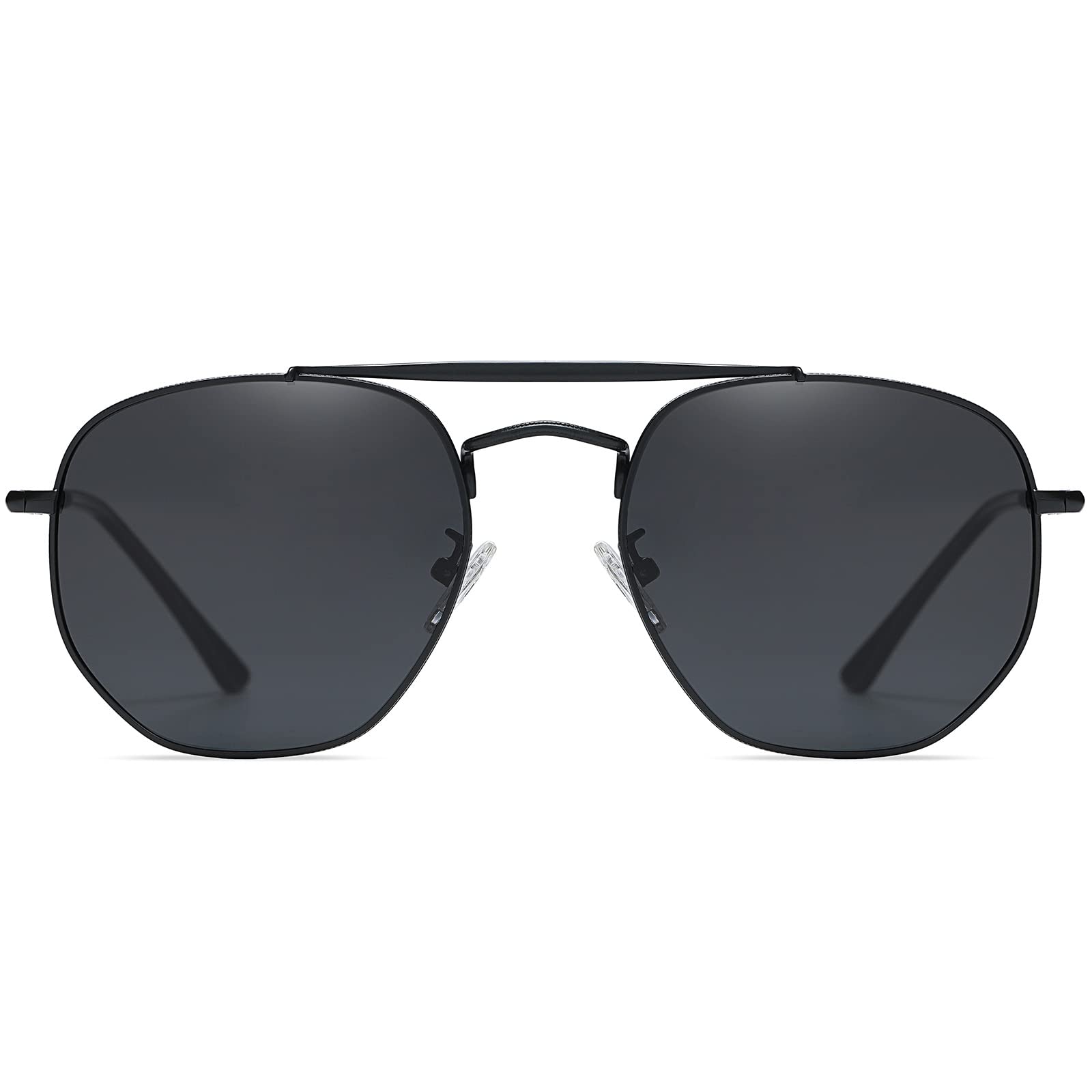 ZeeloolPolarized Aviator Sunglasses Men Women Oversized Square Metal Frame Retro Black Shades SM0024