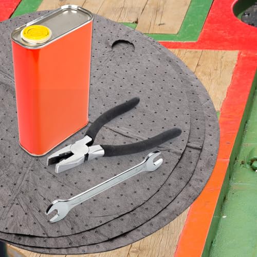 Image of AHIER 20PCS Oil Absorbent Pads, Oil Absorbing Pads for 55 Gallon Drums Barrel 22 inch Diameter Drum Lid Oil Mat with Holes, Gray