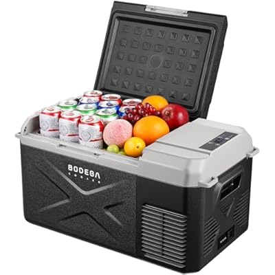 BODEGA BODEGACOOLER 12 Volt Car Refrigerator, 18 Quart Portable Freezer, Car Fridge -4?-68?, Compressor Electric Cooler 12/24V DC100-240 Volt AC for Outdoor RV Camping Travel Vehicles Home Use, Black