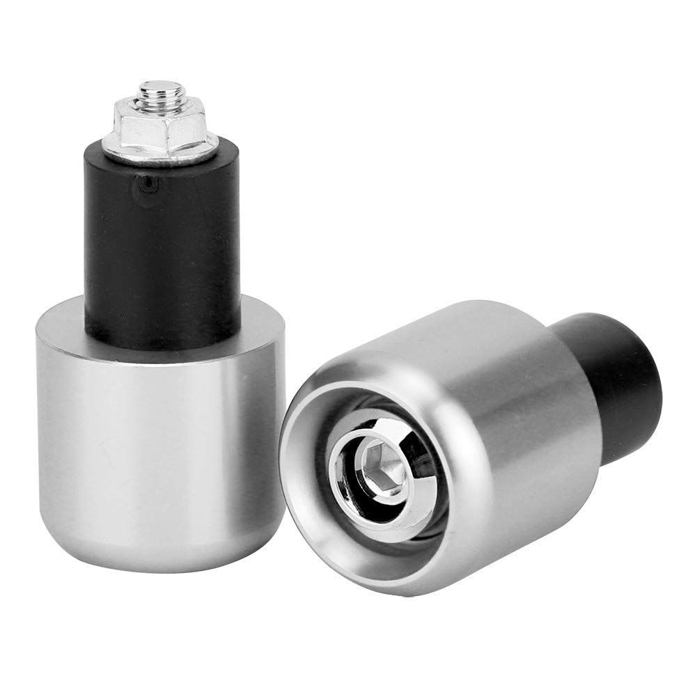 Embouts De Guidon Moto 22 Mm En Alliage Aluminium – Bouchons De Poignées, Protection Anti-Chute (Argent)