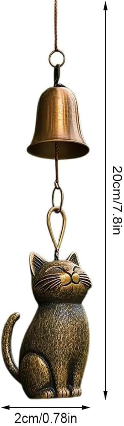 Campana de viento para gatos, campana de viento de cobre retro para amantes de los gatos, adornos conmemorativos colgantes, campanillas de viento, campanas de viento, decoración de porche y patio
