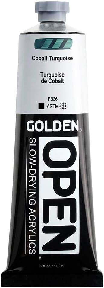 GOLDEN OPEN Slow-Drying Acrylics, Cobalt Turquoise, 5 fl oz. tube, Professional Acrylic Paint, Opaque