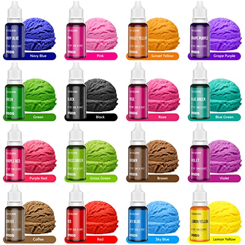 Image of Food Coloring for Cake Decorating 16 Color Vibrant Icing Color, Food Grade Cake Color Assorted Liquid Food Dye for Baking Decorating Icing Fondant Cooking Cookies, Tasteless, 35 fl. oz Bottles