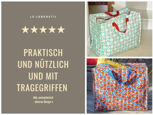 LS-LebenStil XXL Jumbo Bag Farmyard Bauernhof Tiere Recycelt Tragetasche Einkaufstasche mit Reißverschluss Shopper Riesentasche Tasche Aufbewahrungstasche Unterbett-Kommode Organizer Aufbewahrungsbox