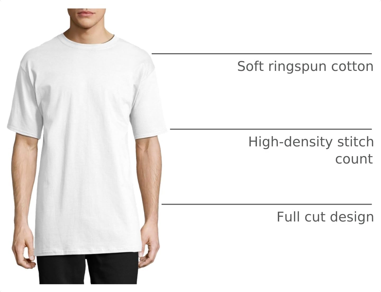 Hanes Men's Short Sleeve Beefy-T (Pack of 2), White, Small